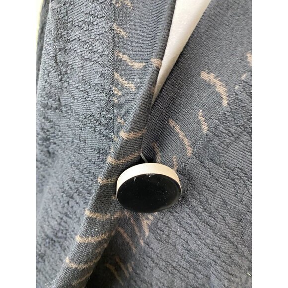 Hofius Black Textured Cardigan Size Medium Abstract Lagenlook Artsy Button - Picture 4 of 14